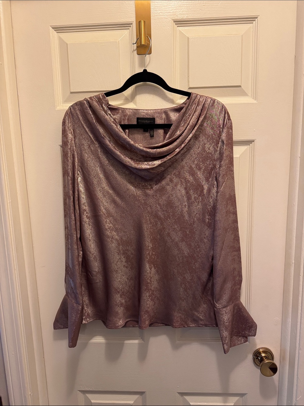 Donna Karan Metallic Lilac Cowl Neck Sweater